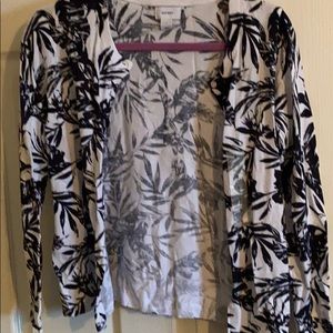 Blue and white button up sweater